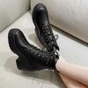Fashionable New Round Toe Thick Soled Non Slip Casual Women'S Boots  Winter Comfortable Square Heel Sexy Riding Boots