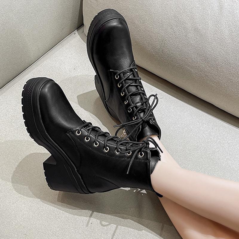 Fashionable New Round Toe Thick Soled Non Slip Casual Women'S Boots Winter Comfortable Square Heel Sexy Riding Boots