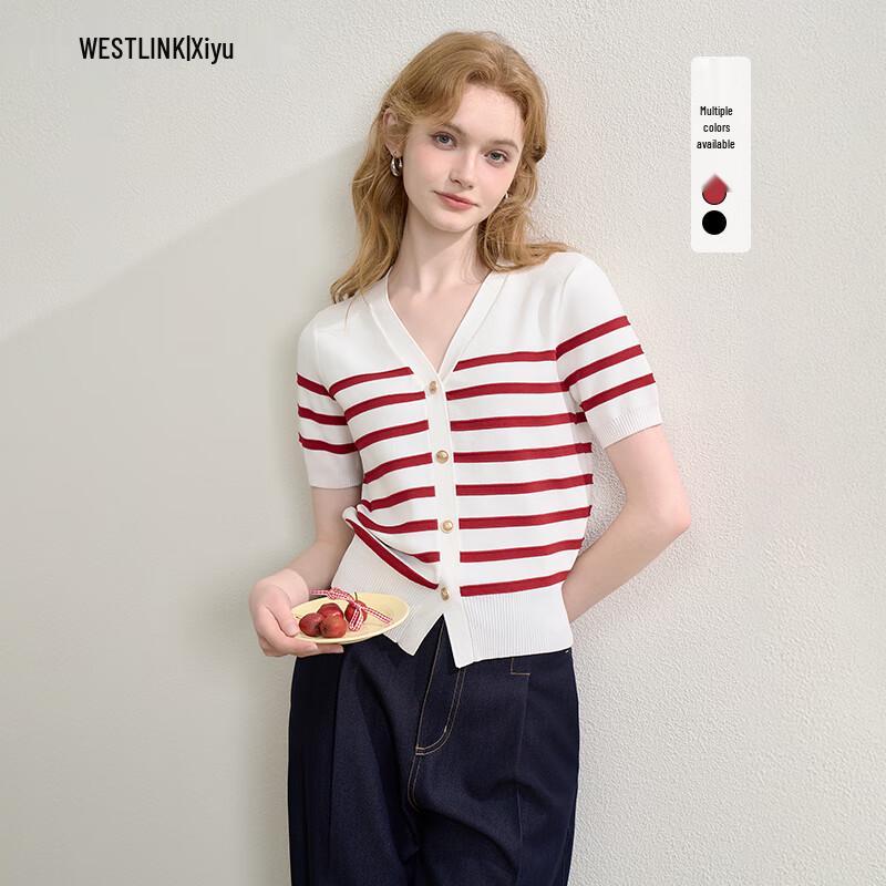 

Westlink Women s Lightweight V-Neck Color Block Knit T-Shirt L