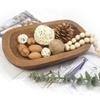 BoatShaped Tray HandPolished Wooden Raised Sides Serving Platter