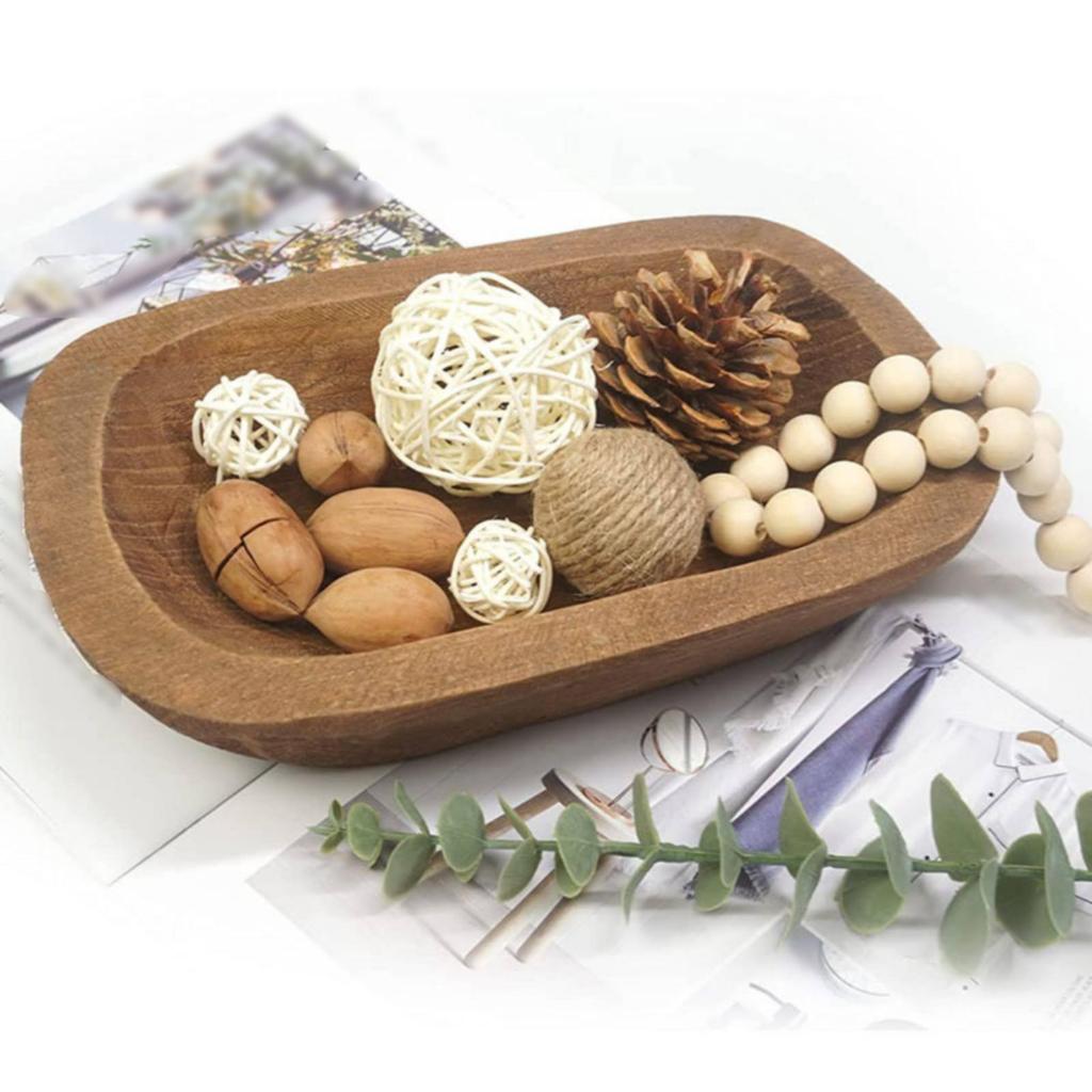 BoatShaped Tray HandPolished Wooden Raised Sides Serving Platter