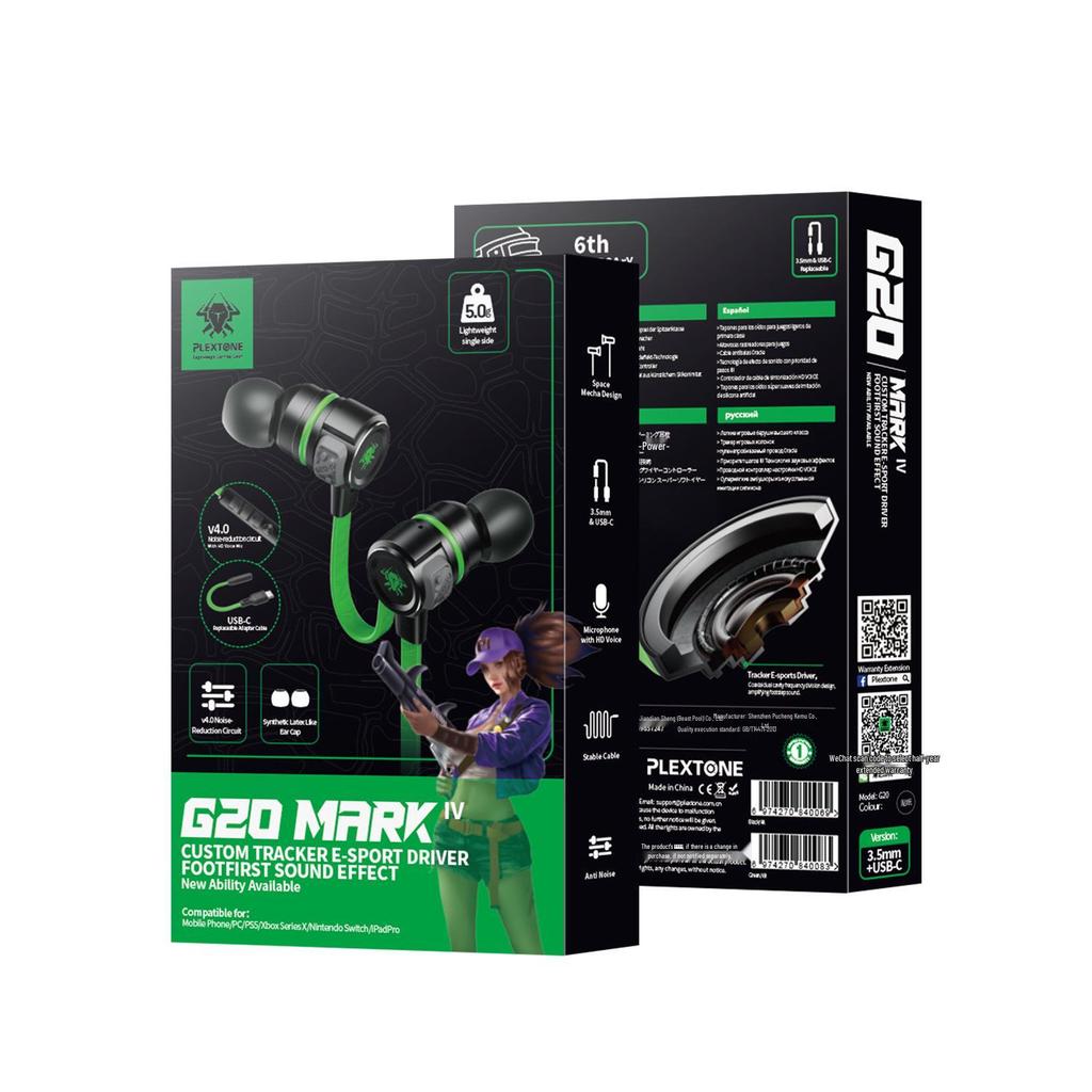 PLEXTONE Puji G20 Type-C 3.5mm Gaming Earbuds for Mobile Devices