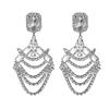 Oversized Fashion Claw Chain Luxury Shiny White Crystal Long Earrings Bridal Earrings Trendy Street Earrings