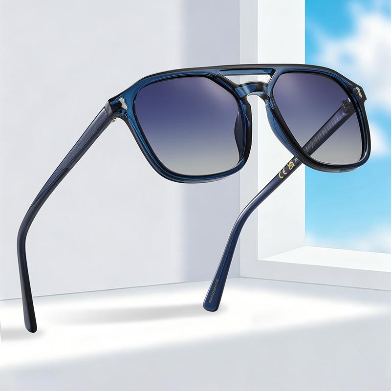 New American toad glasses acetic acid plate polarized sunglasses classic large frame double beam male pilot sunglasses