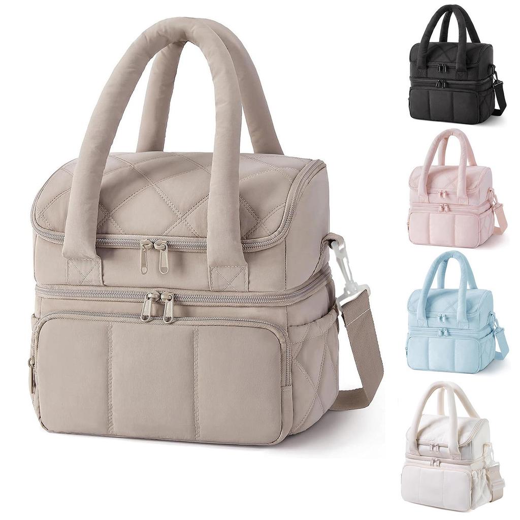 Borsa Termica Doppia Strato Imbottita Trapuntata da Donna per Lavoro Pendolarismo Bento