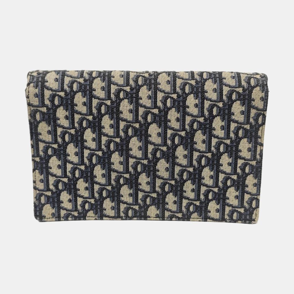 [Pre-Owned] Saddle Classic Monogram Removable Metal Chain Oblique Embroidery Fabric Saddle Bag - Very Good #IK1O9N