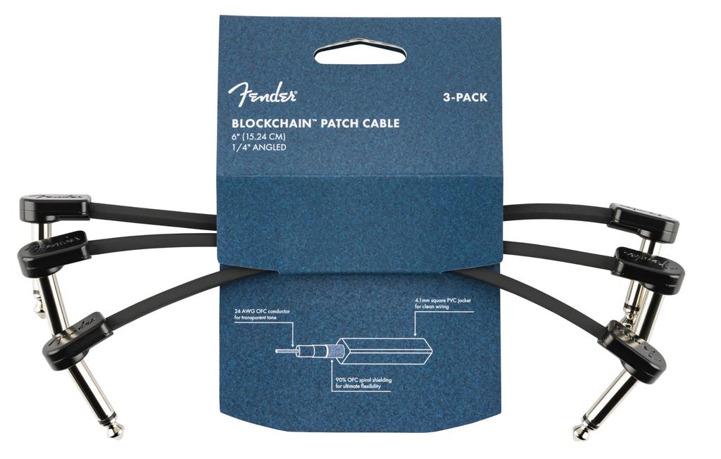 Fender Blockchain 6" Patch Cable 3-pack, AngleAngle, Fender [Set of 3 Patch Cables]