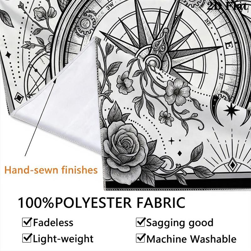 Compass Wall Tapestry Aesthetic Wall Hanging Printed Fabric Blanket Decorative Tapestries for Bedroom Living Room Home Decor