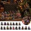 Christmas Advent Calendar with Ornaments - Countdown Gift in Acrylic Display Box for Holiday Decoration