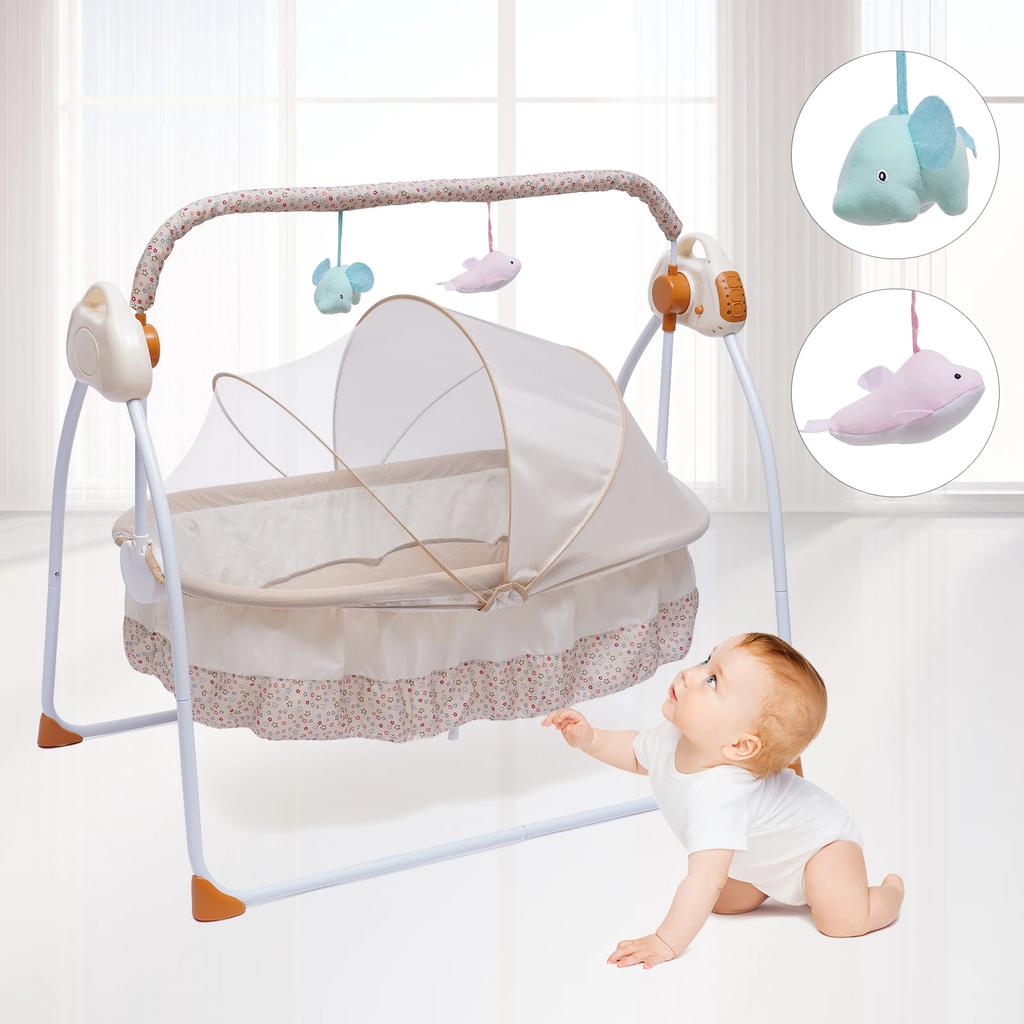 Electric Baby Cradle, Baby Bed, Folding and Soothing, Automatic Swinging, Newborn Bed