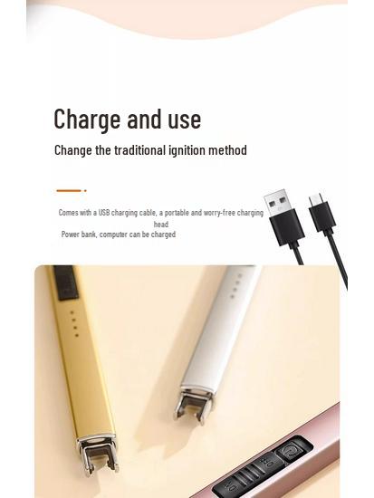 Aroma Candle Lighter: Rechargeable Electric Long-Handle Igniter for Incense & Fireworks.