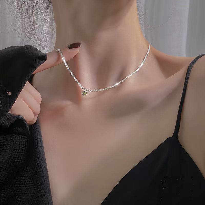 Crystal Heart Necklace Fashion Korean Wave Shiny Clavicle Chain Necklace Women Trending Party Gifts 25