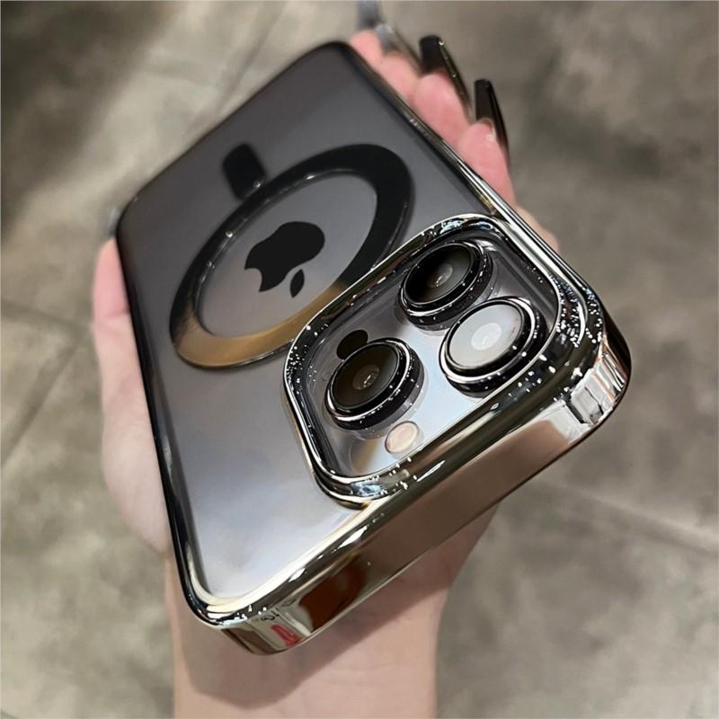 Cadru de placare transparent pentru husă magnetică Magsafe pentru iPhone 15 14 13 12 11 Pro Max Încărcare fără fir pentru PC dur Husă ultra subțire