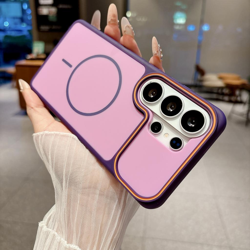 Luxury Contrast Color Frosted Magnetic Phone Case for Samsung Galaxy S26 Plus S26 S25 S24 S23 Ultra for Magsafe Shockproof Cover