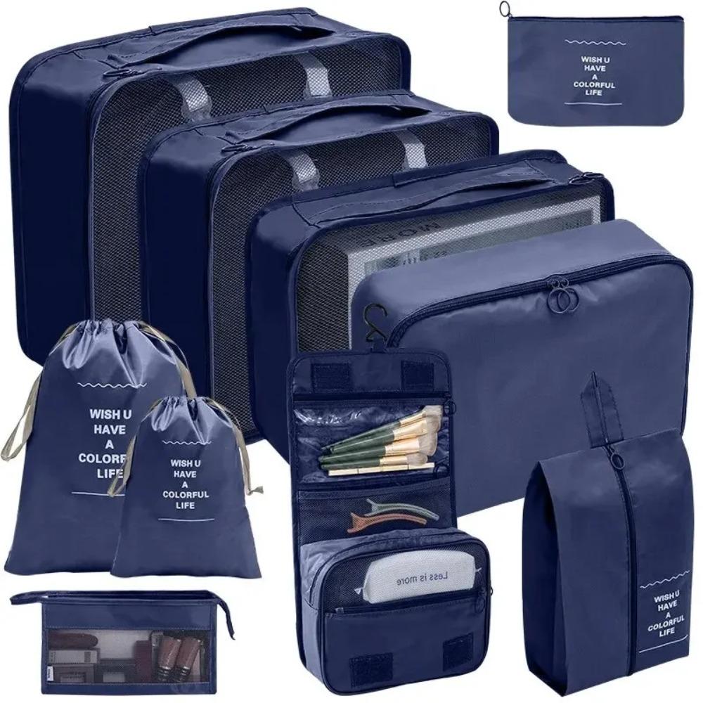 7/10 Stück Set Reise-Organizer Aufbewahrungstaschen Koffer Packwürfel Hüllen Tragbarer Kleiderschrank Gepäck Kleidung Schuhbeutel Faltbar