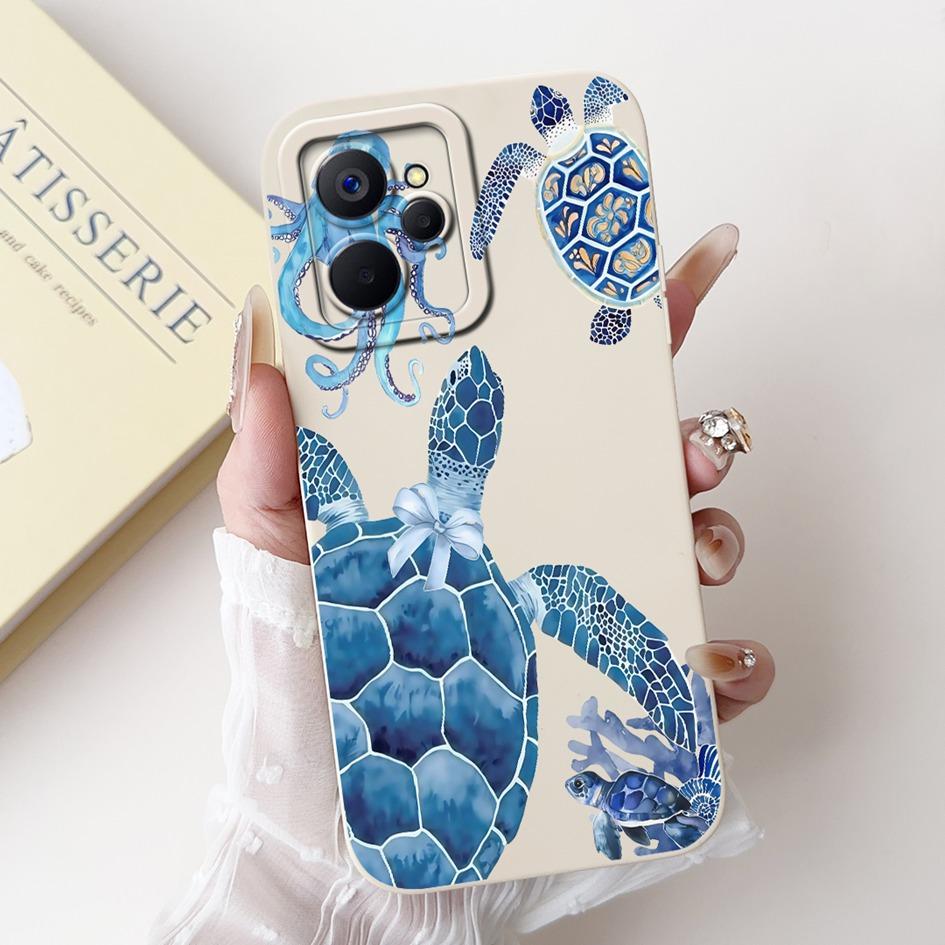 For Realme 9i Case Cool Fashion Flower Marble Sunset Soft Liquid Silicone Lens Protective Cover For Realme 9i 5G Realme9i Bumper
