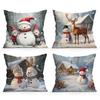 Christmas Snowman Cushions Pillowcase Polyester Cushion Cover Throw Pillow Sofa Decoration Pillowcover Home Car Sofa Decor
