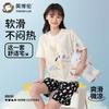 [100% Cotton] English Bollen Girls' Short-sleeved Shorts Summer Thin Home Clothing Set