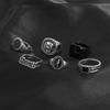 Vintage Totenkopf Skelett Schwarzer Stein Ringe für Männer Frauen Männlicher Ring Gold/Silber