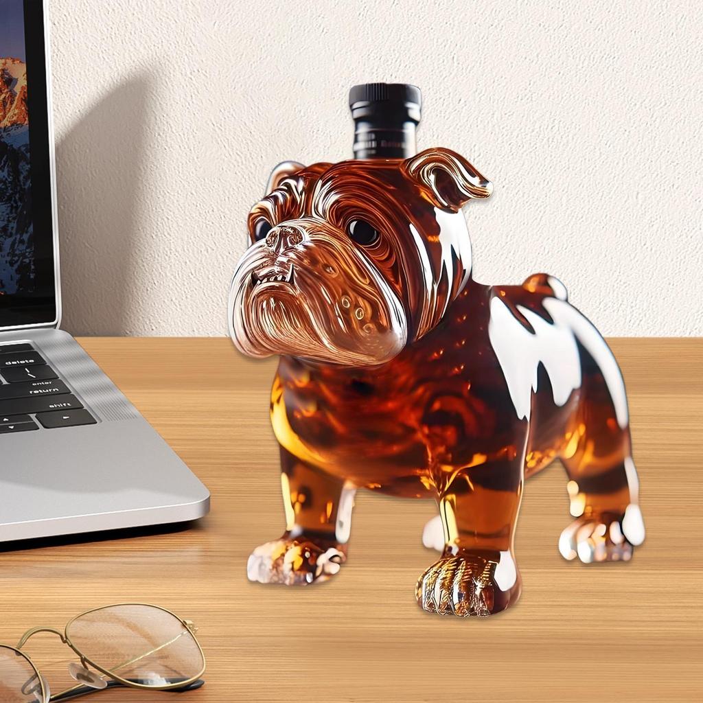 Dog  Liquor Decanter Dad Husband Glass Whiskey Decanter Bottle Exquisite Bulldog Liquor Bottle Fun Home Decoration for Holidays