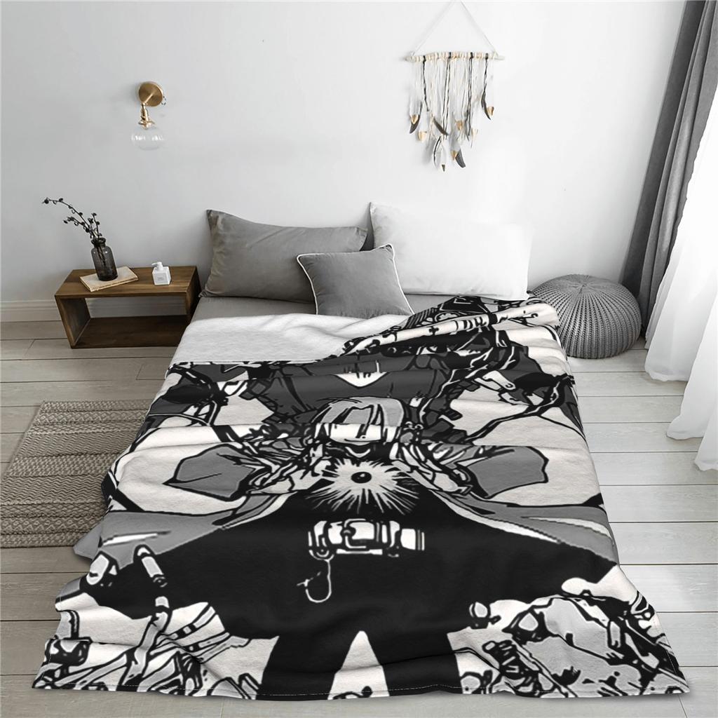 Fullmetal Alchemist Anime Manga 4 Blanket Lightweight Flannel Sofa Throw Blanket for Couch Bedding Office Throws Bedspread Quilt