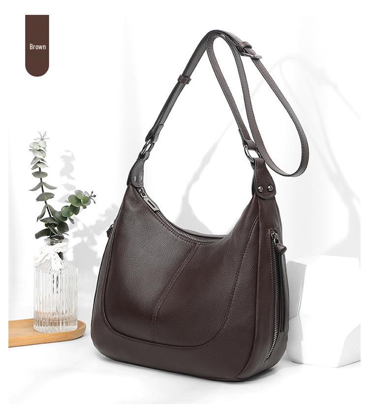 Casual Cowhide Leather Shoulder Bag for Women, 2026 Style - Versatile Crossbody and Underarm Bag, Simple and Fashionable.
