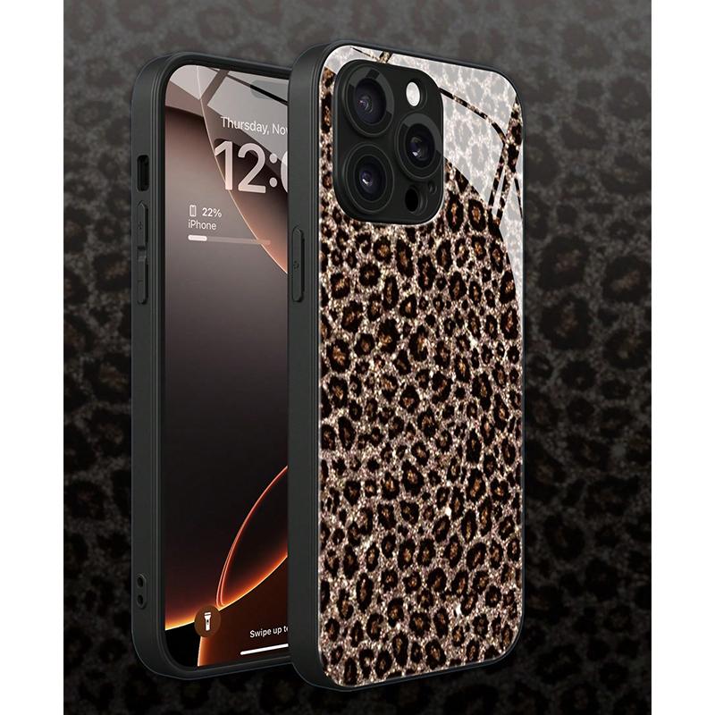 Leopard Print Pattern Tempered Glass Phone Case For iPhone 11 12 13 Pro Max 14 15 16 17 Pro 17Air 16E 7 8 Plus XR XS X Cover