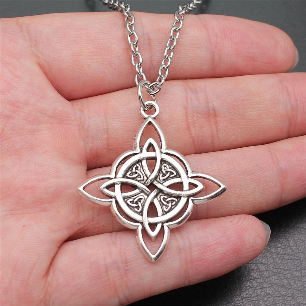 Celtic Symbols Hexagrams Mystical Amulet Pendant Antique Bronze Metal Daughter Collar Necklace Handmade