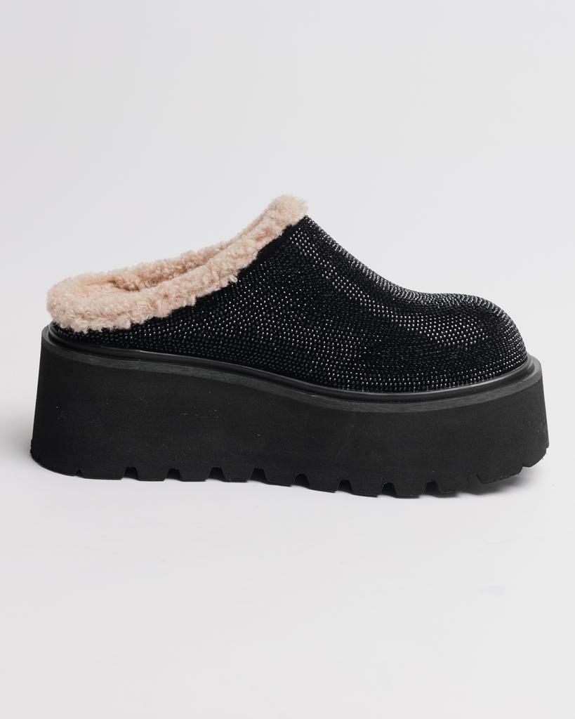 Угги на платформе со стразами Suny Liana 53500 36 черные замша шерсть