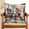1Pc Cats Playing Game Cute Throw Pillow Cover,Suitable For Sofa,Bedroom,Living Room,Gaming Room,Cute Healing Gift For Cat Lovers