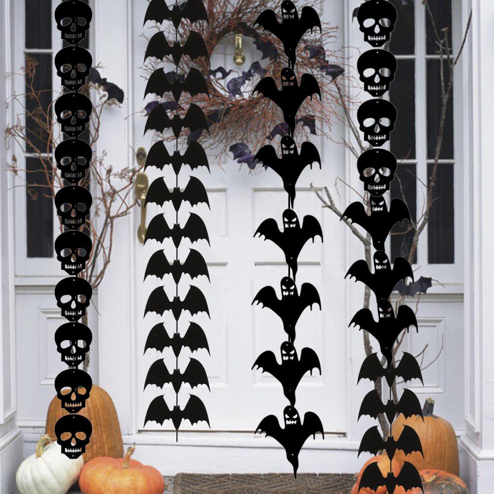 Haunting Halloween Party Decorations With Bat And Skull Garland And Additional Hanging String