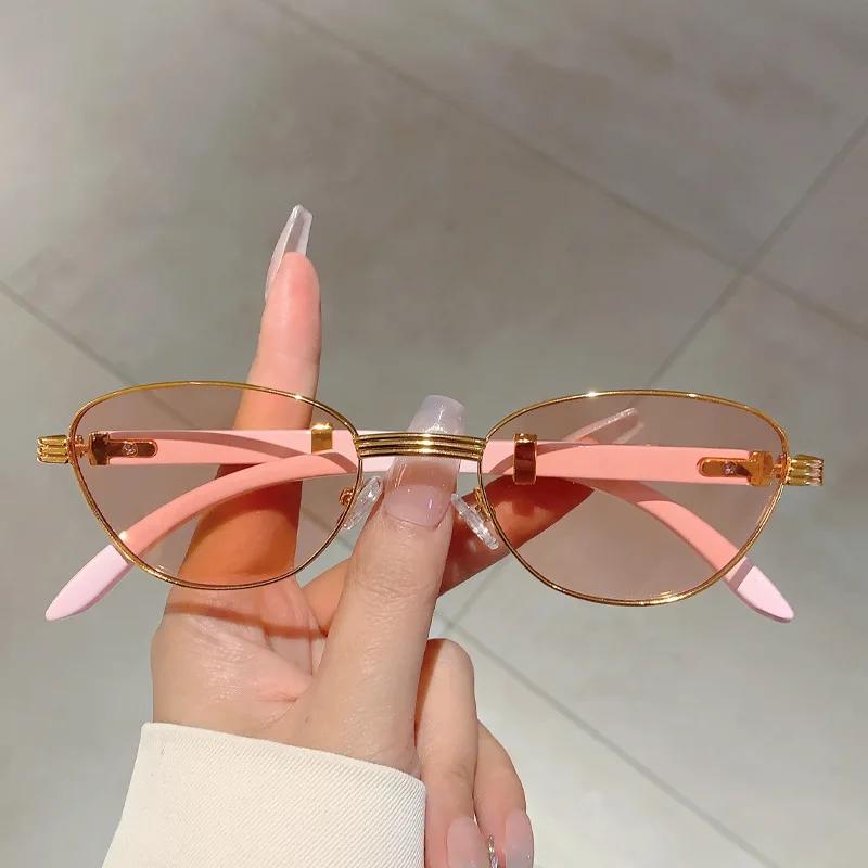 Vintage Luxury Brand Designer Metal Small Frame Sunglasses Women For Men Sun Glasses Steampunk Popular New Cat Eye Shades Uv400