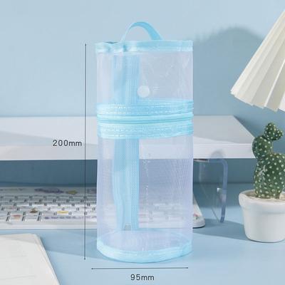 Mesh Dual-Use Makeup Brush Storage Bag Portable Brush Case Simple Large Capacity Brush Bucket Holder Travel Stand-Up Pouch
