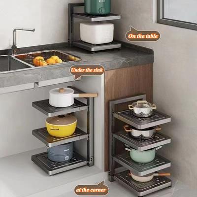 Kitchen Rack Pot Rack Multi-layer Adjustable Cabinets Corners Cracks Storage Shelves Carbon Steel Anti-rust