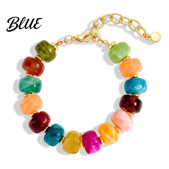 Shiny Luster Bracelet Boho Beaded Bracelets Colorful Acrylic Beads Adjustable