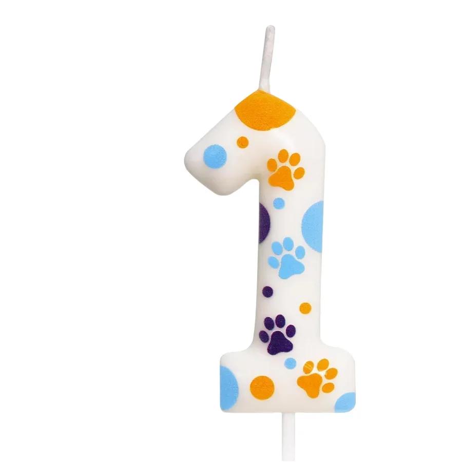 Birthday Candles Blue Dog Paw Themed Print Birthday Party Supplies Paw Cake Topper Decorations Birthday