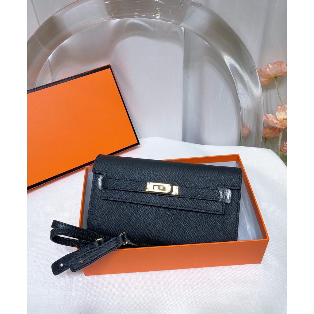 Neue Kelly-Geldbörse aus Rindsleder erster Schicht, Damenhandtasche aus echtem Leder, Handflächenmuster, lange Clutch-Tasche, Umhänge-Umhängetasche.