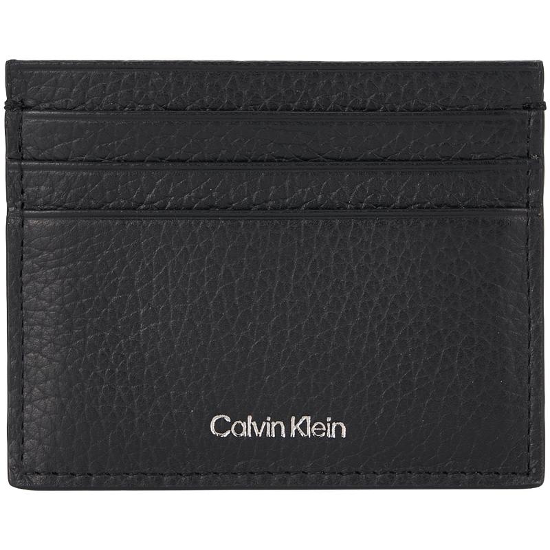 Calvin Klein Business Casual Pebble Grain Multi-Card Leather Wallet Men wallet Space-Black 4D1060G-UB1 Basic Set (Bag)