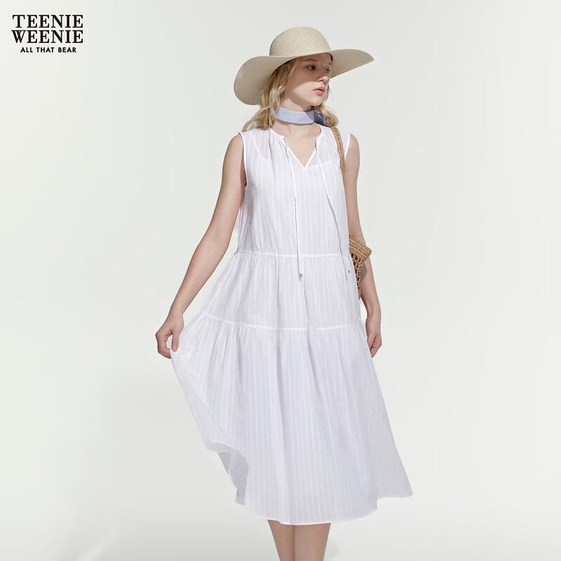 Teenie Weenie Women's Sweet Bow V-Neck Sleeveless A-Line Dress