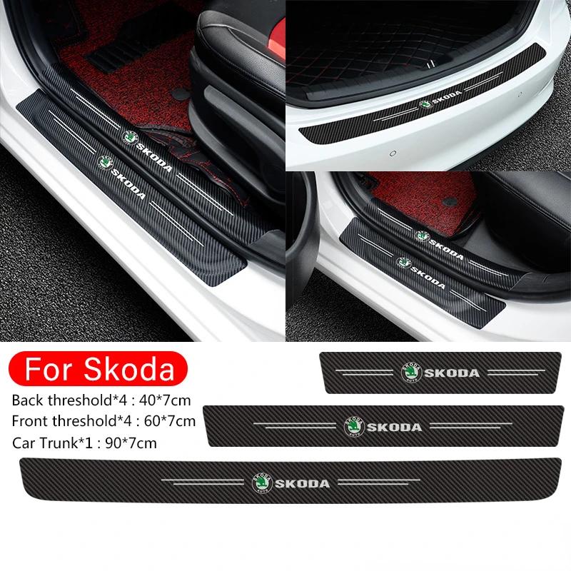 WMZW4 Car Exterior Door Threshold Sticker for Skoda Octavia A7 Tour Superb Kamiq Rapid Kodiaq Fabia 2 Yeti Karoq Kodiak Bumper Strip