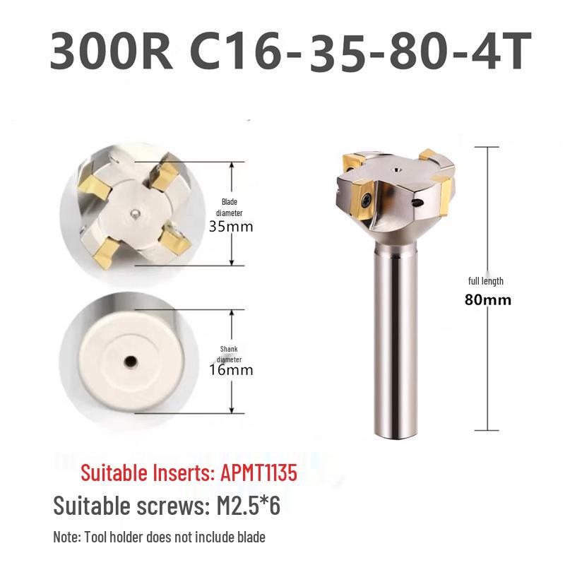 KM12 Right-Angle Milling Arbor with R0.8 Cutter Head, C20 Straight Shank, and C16 R5 Head for Turret Milling Machine