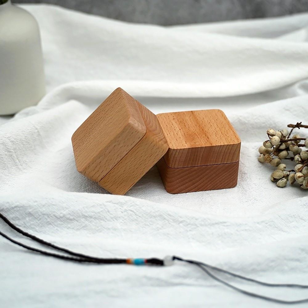 Simple Velvet Ear Studs Case Wooden Ring Earring Holder Retro Wood Rings Box Ring