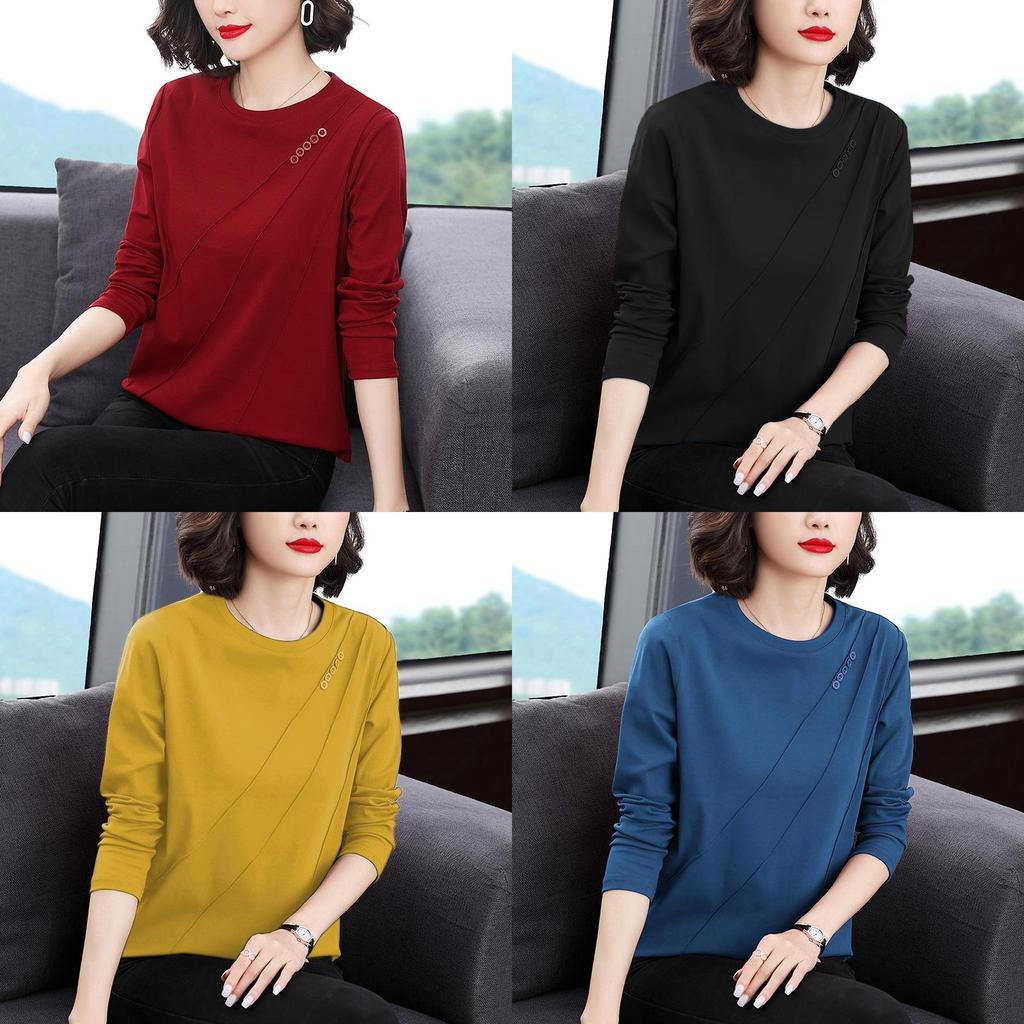 Womens Long Sleeve T Shirt With Polyester Fabric Casual Comfortable For Spring Autumn
