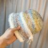 Autumn and Winter Contrasting Colors After Split Bow Basin Hat Women's Knitted Hat Bucket Hat