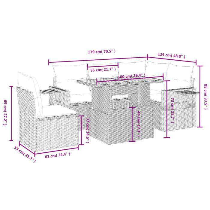VidaXL Garden Lounge Set with Cushions 6 Pcs, Patio Sofas, Patio Furniture Set, Outdoor Furniture, Grey 3271760