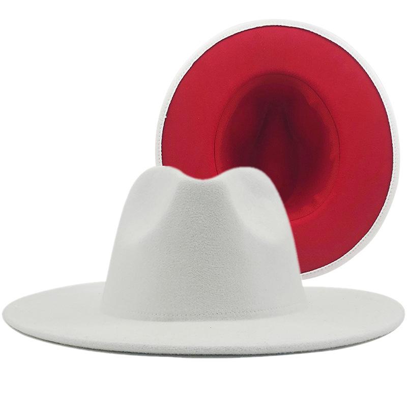 European and American woolen top hat new outer yellow inner sapphire blue hat ethnic style jazz hat cashmere felt hat