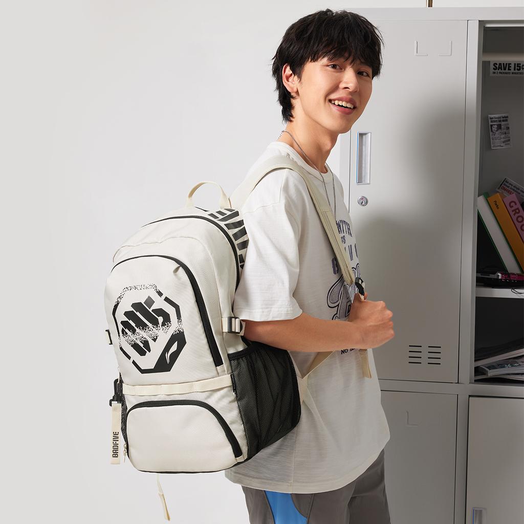 Li Ning BADFIVE Polyester Backpack Unisex Dune Khaki ABSV093-2