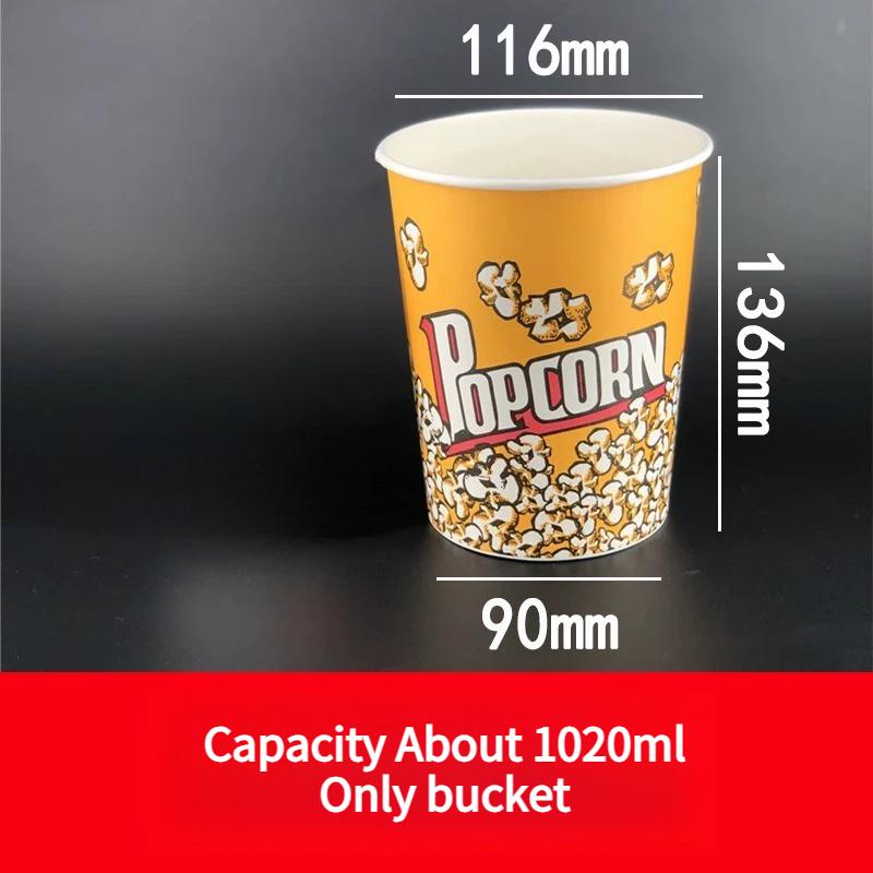 Large Capacity Popcorn Bucket Disposable Food Grade Paper Bucket Thickened Packag Box for Cinemas Oil Proof and Leak Proof Snack Packaging Container