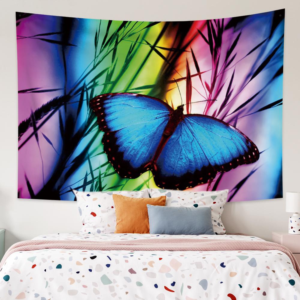Colorful psychedelic butterfly mandala tapestry aesthetics wall hanging celestial carpet home dormitory decoration tapiz