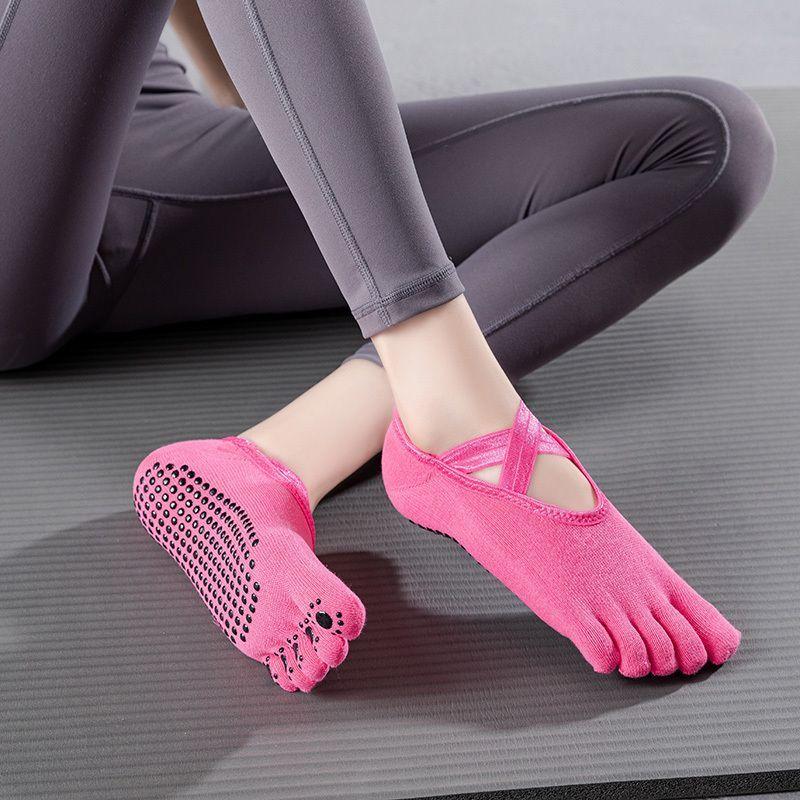 

Kids Yoga Socks Yoga Socks Sub Professional Yoga Socks Yoga Socks Five Finger Summer Non Slip Dispensing Indoor Dedicated Pure Cotton Cross Binding 922 Rose Red
